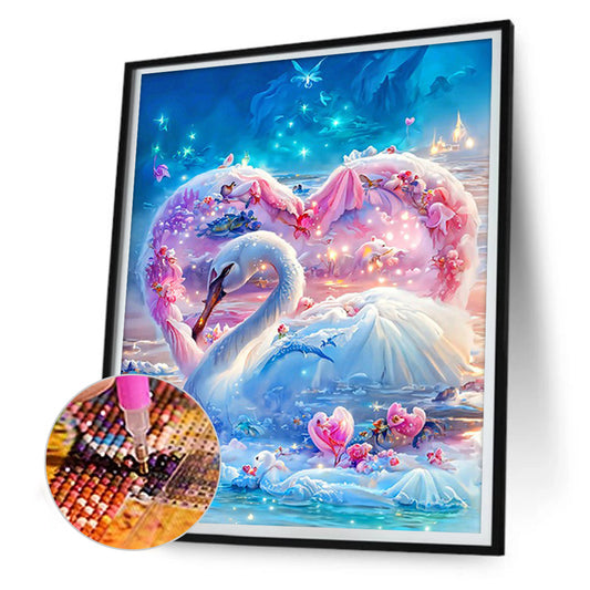 Romantic Fantasy Swan - Full Round Drill Diamond Painting 30*40CM