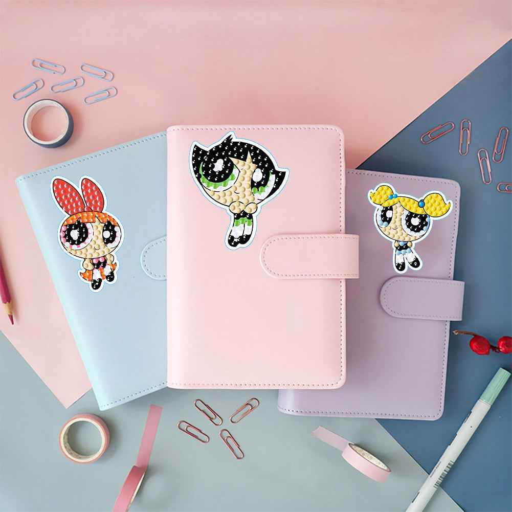 2pcs Dot Drill Sticker Cartoon Pattern DIY Art Craft for Kids Adult Gift Rewards