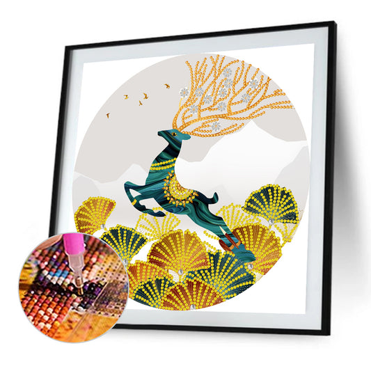 Ginkgo Leaf Elk - Special Shaped Drill Diamond Painting 30*30CM