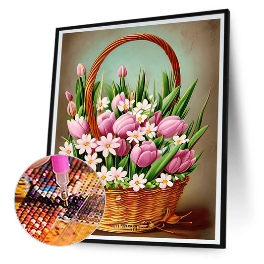 Flower Basket - Full Round Drill Diamond Painting 30*40CM