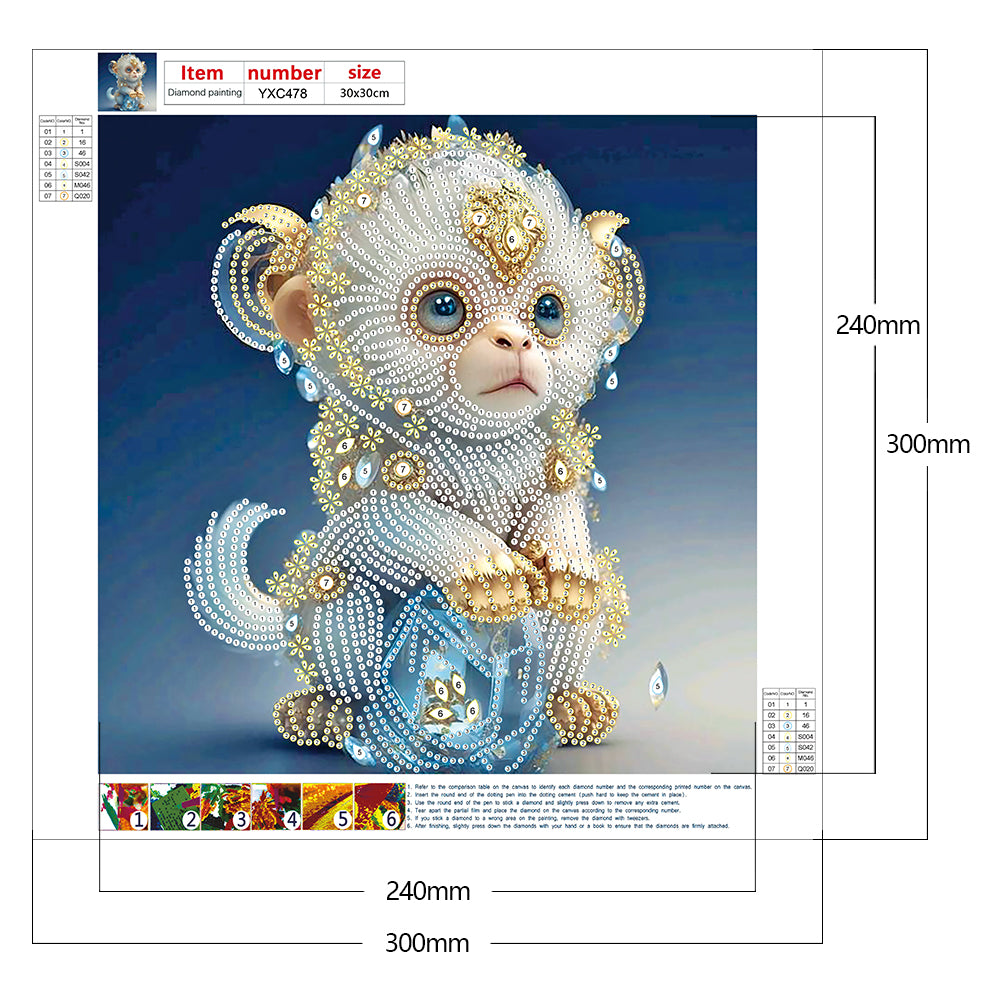Chinese Zodiac Animals - Special Shaped Drill Diamond Painting 30*30CM