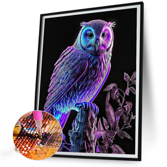 Luminous Owl - Full Round Drill Diamond Painting 30*40CM