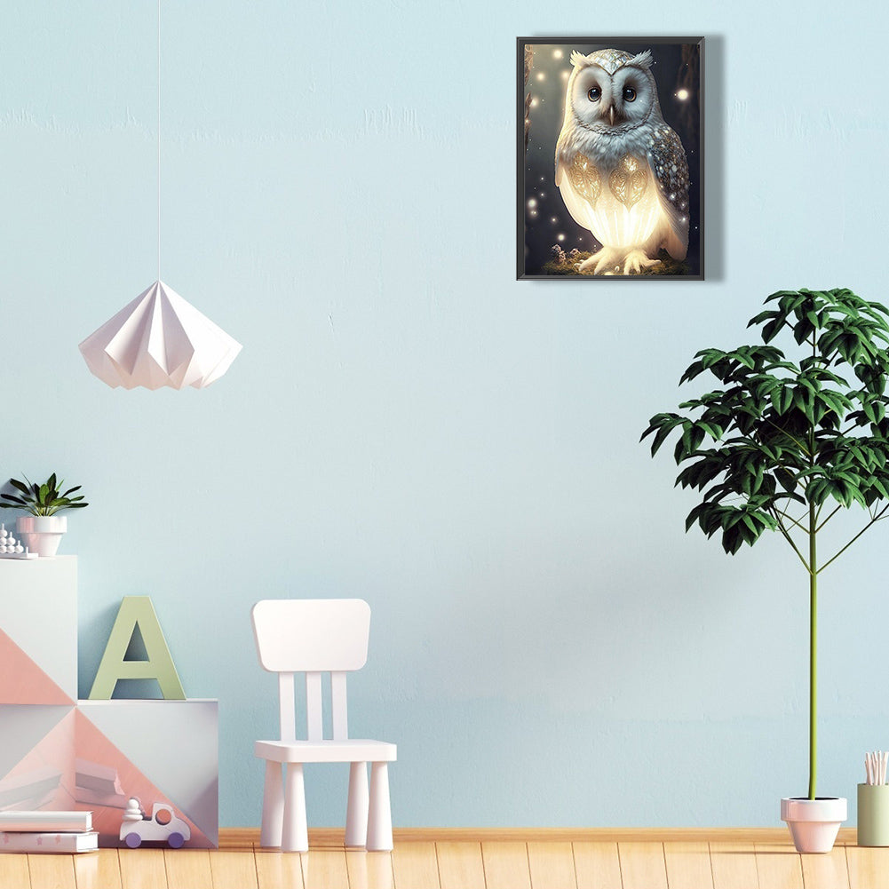 Luminous Owl - Full Round Drill Diamond Painting 30*40CM