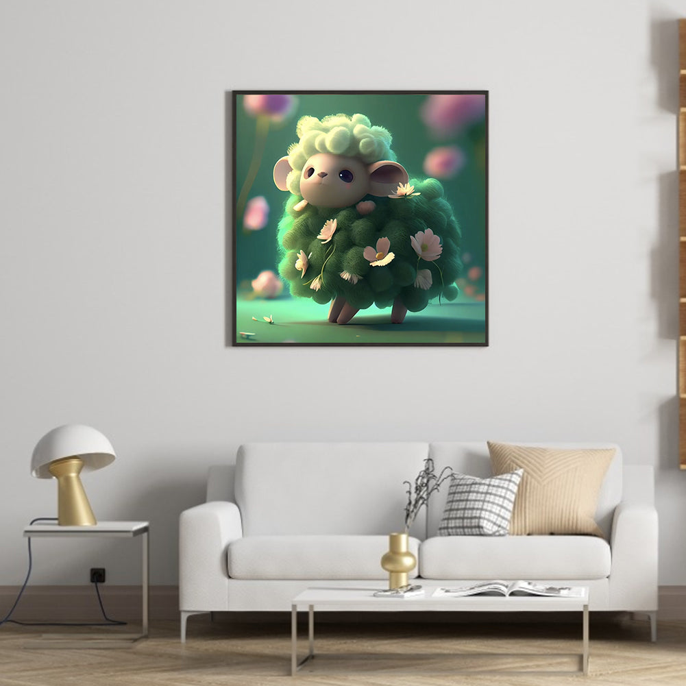 Green Sheep - Full Round Drill Diamond Painting 35*35CM