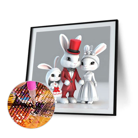 Rabbit Family - Full Round Drill Diamond Painting 30*30CM