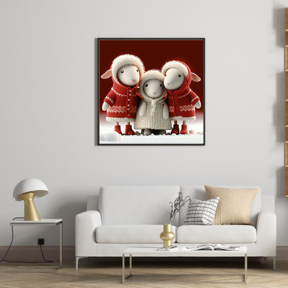 Sheep Family - Full Round Drill Diamond Painting 30*30CM