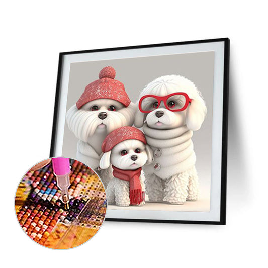 Puppy Family - Full Round Drill Diamond Painting 30*30CM