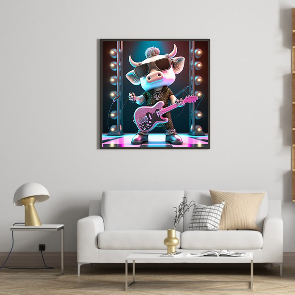 Rock Cow - Full Round Drill Diamond Painting 30*30CM