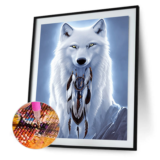 Arctic Wolf Dream Catcher - Full Round Drill Diamond Painting 30*40CM