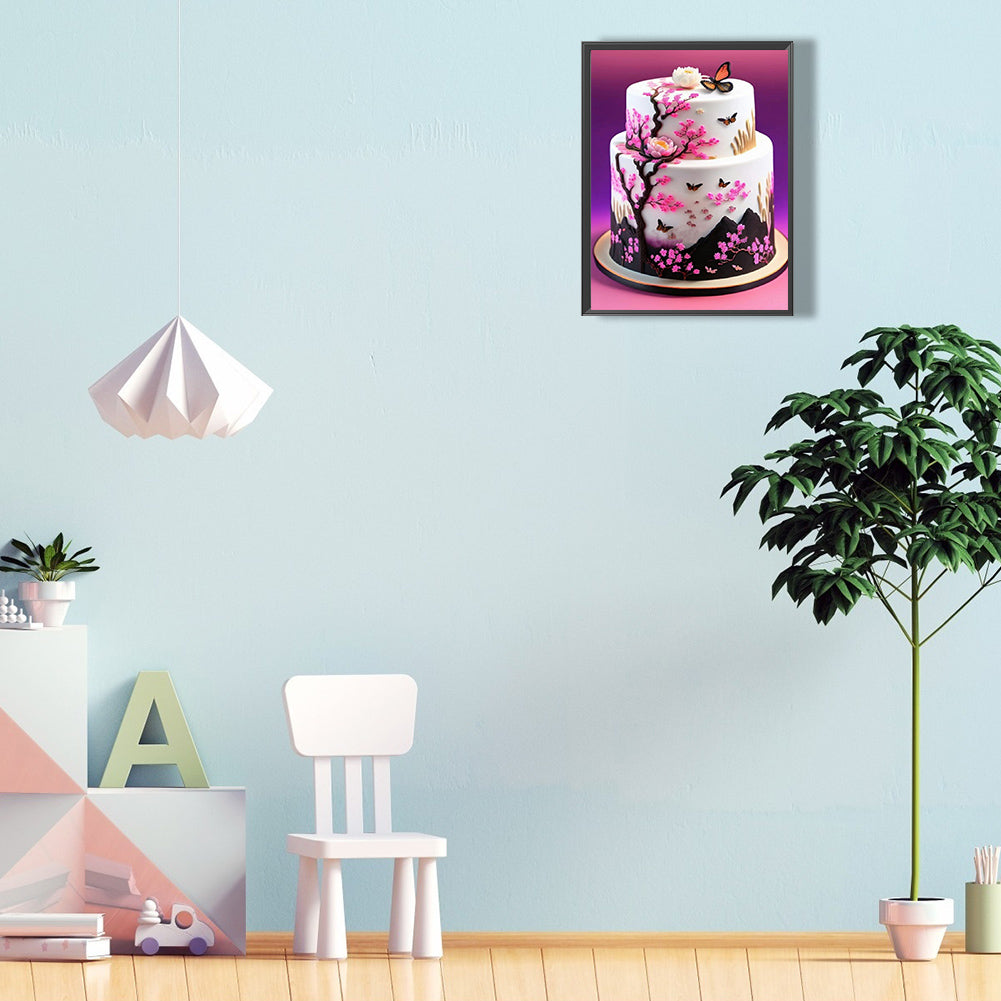 Floral Landscape Cake - Full Round Drill Diamond Painting 30*40CM