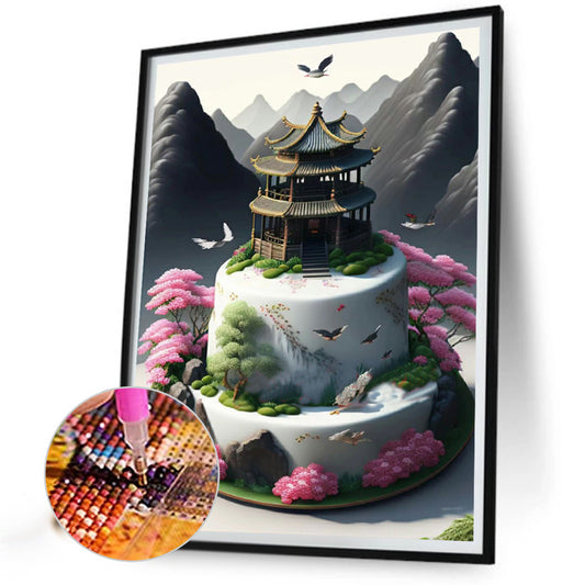 Floral Landscape Cake - Full Round Drill Diamond Painting 30*40CM