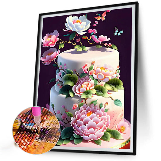 Floral Landscape Cake - Full Round Drill Diamond Painting 30*40CM