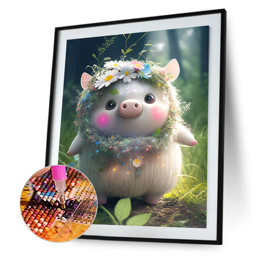 Floral Version Of Zodiac Pig - Full Round Drill Diamond Painting 30*40CM