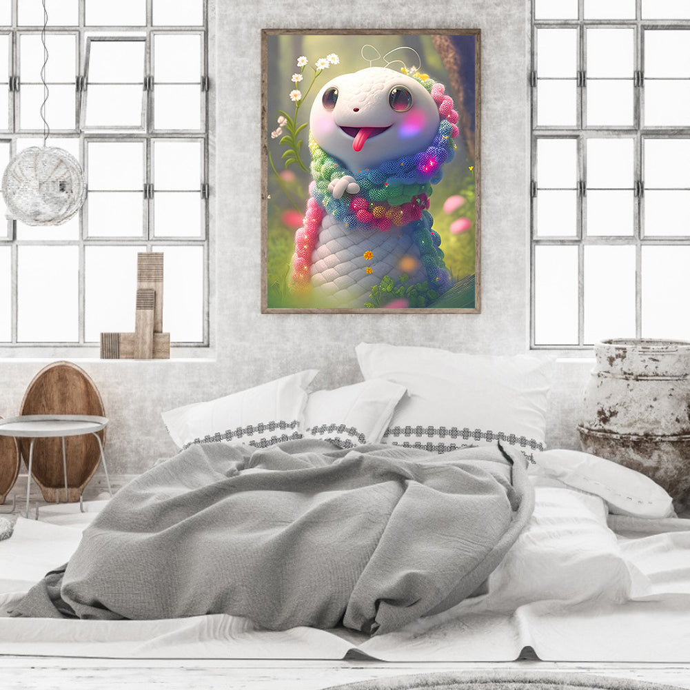 Flower Version Of The Zodiac Snake - Full Round Drill Diamond Painting 30*40CM