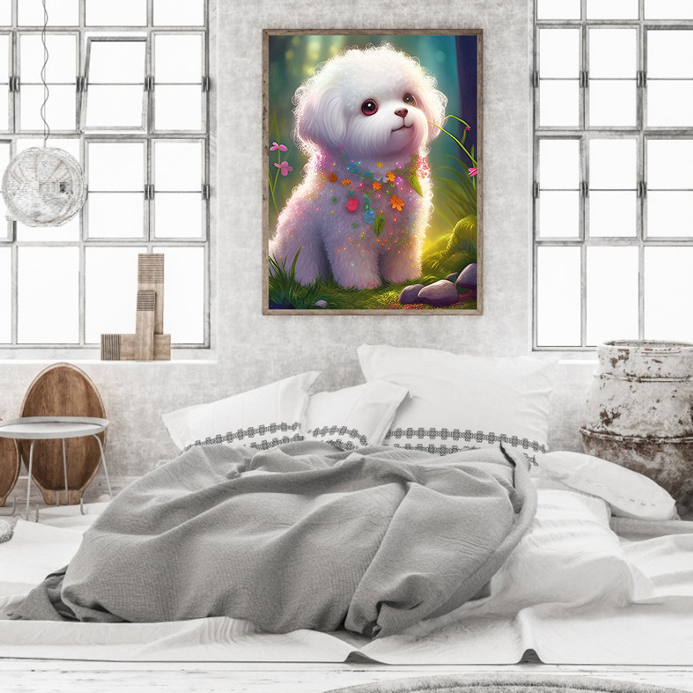 Flower Version Zodiac Dog - Full Round Drill Diamond Painting 30*40CM