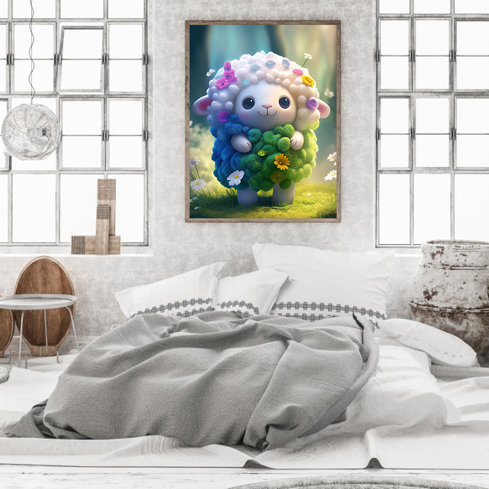 Floral Version Of Zodiac Sheep - Full Round Drill Diamond Painting 30*40CM