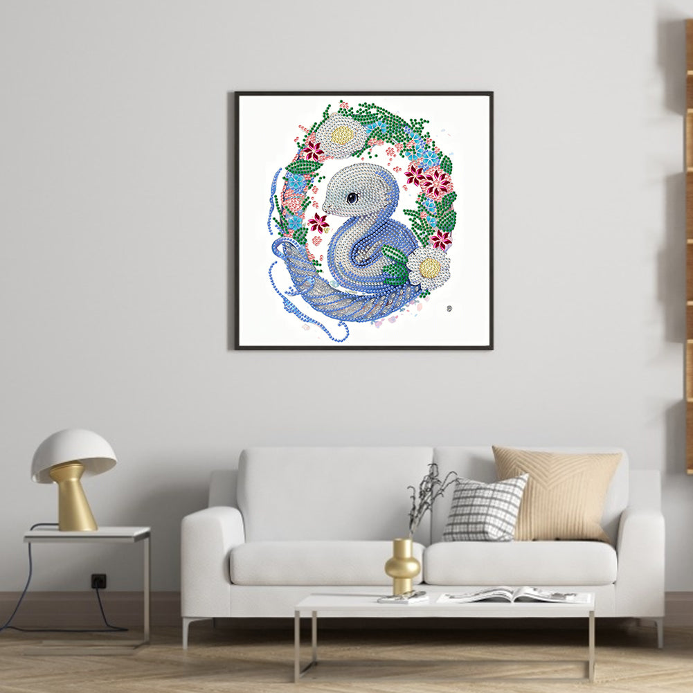 Comic Version Of The Zodiac Snake - Special Shaped Drill Diamond Painting 30*30CM