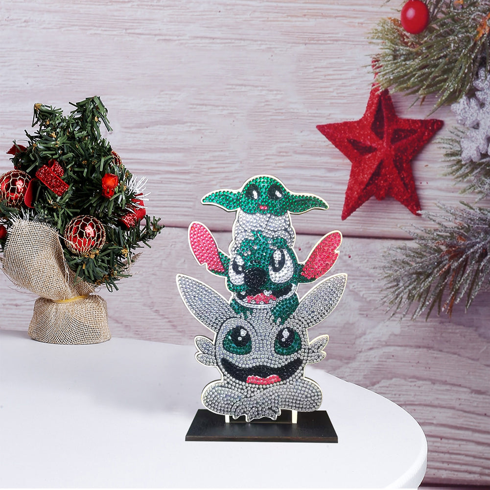 DIY Crystal Diamond Ornament Art Crafts Wooden Cartoon Home Decoration Kids Gift