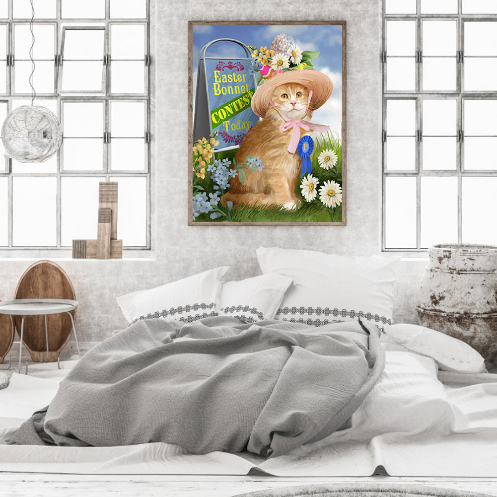Easter Cat - Full Round Drill Diamond Painting 30*40CM