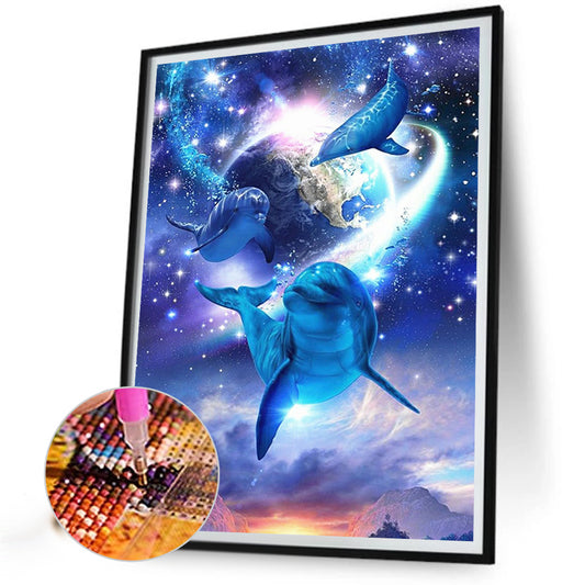 Dolphins Guarding The Earth - Full Round Drill Diamond Painting 30*40CM