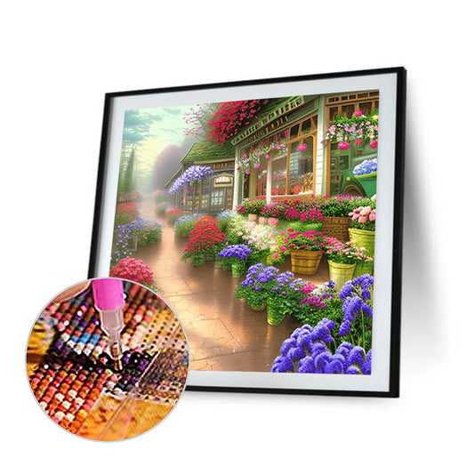 Flower Shop Entrance - Full Round Drill Diamond Painting 40*40CM