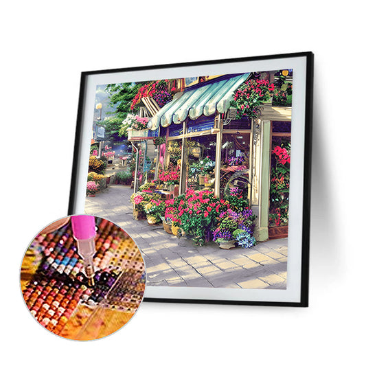 Flower Shop Entrance - Full Round Drill Diamond Painting 40*40CM