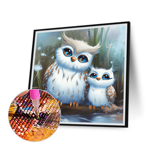 Owl Mother And Child - Full Round Drill Diamond Painting 30*30CM