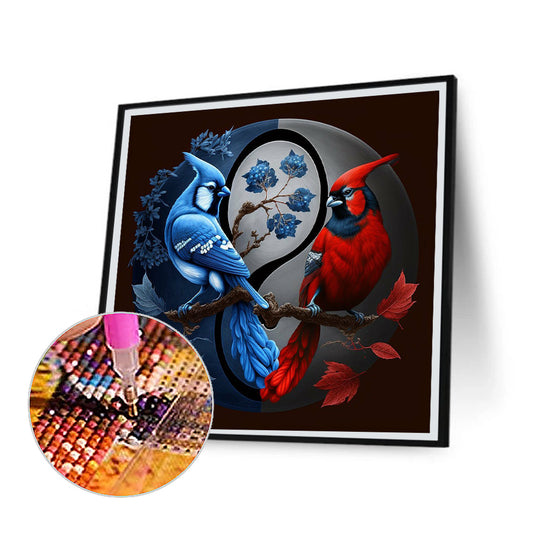 Tai Chi Red And Blue Bird Painting - Full Round Drill Diamond Painting 30*30CM