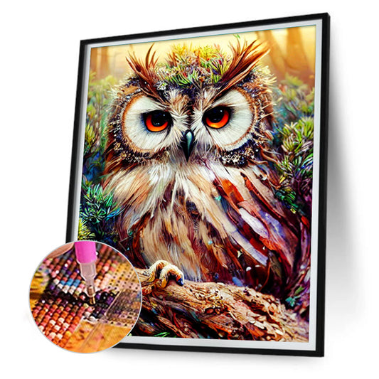 Owl On Branch - Full Round Drill Diamond Painting 30*40CM