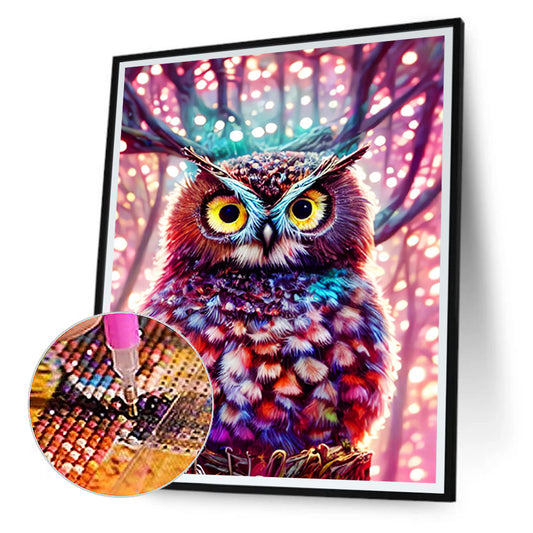 Owl On Branch - Full Round Drill Diamond Painting 30*40CM