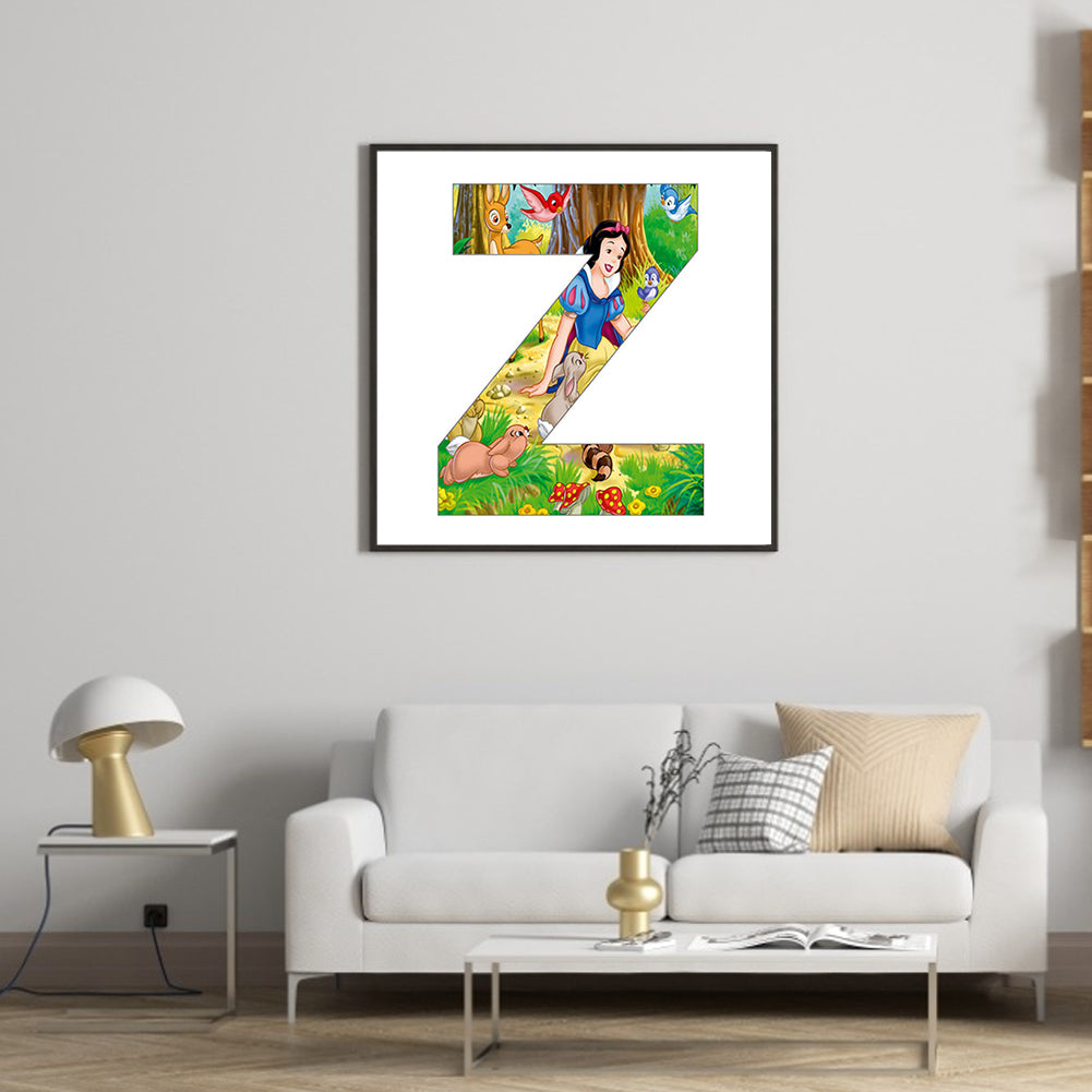 Snow White Letter Z - Full Round Drill Diamond Painting 30*30CM