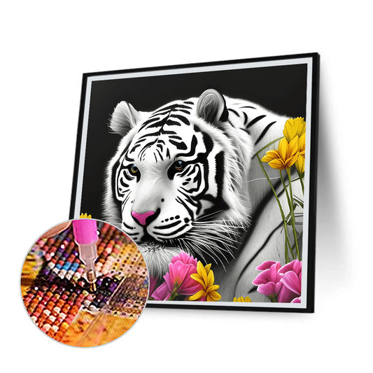 White Tiger - Full Round Drill Diamond Painting 30*30CM