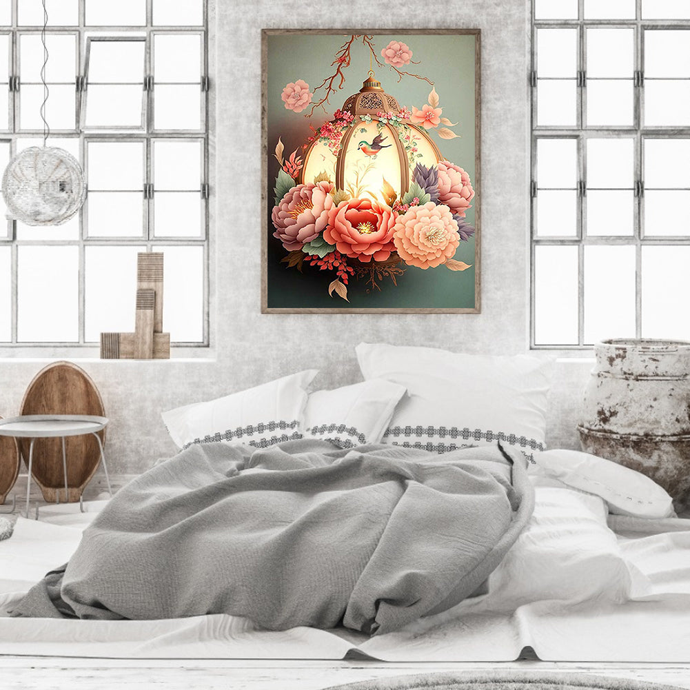Flower And Bird Lantern - Full Round Drill Diamond Painting 30*40CM