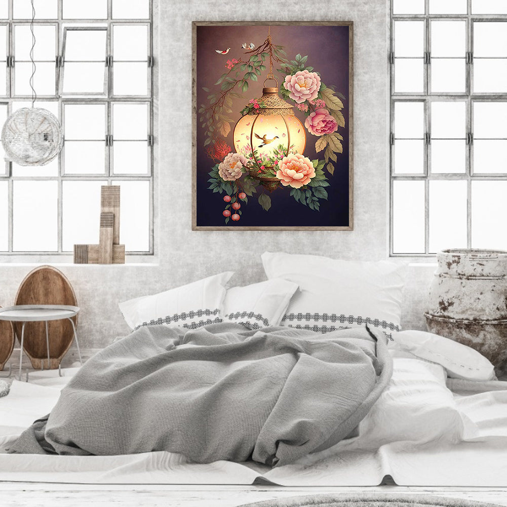 Flower And Bird Lantern - Full Round Drill Diamond Painting 30*40CM