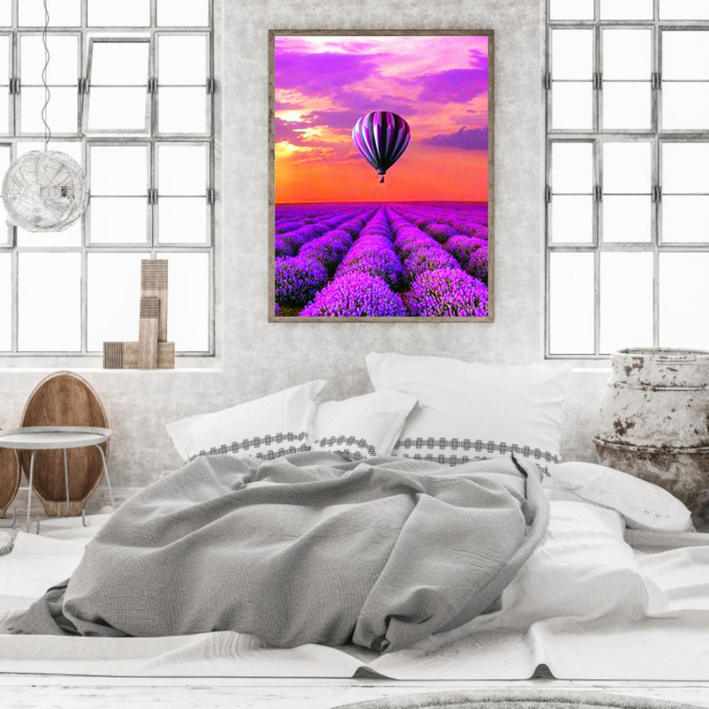 Fantasy Violet Hot Air Balloon - Full Round Drill Diamond Painting 30*40CM