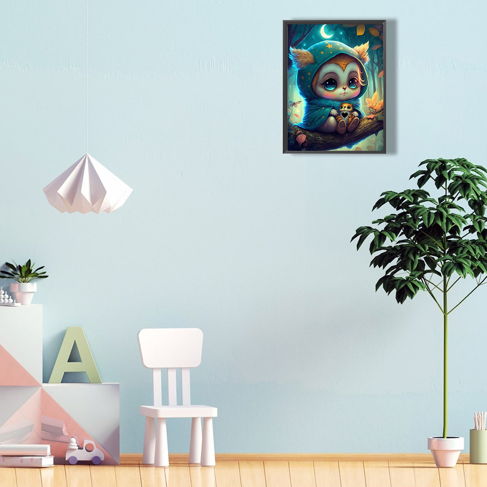 Owl - Full Round Drill Diamond Painting 30*40CM