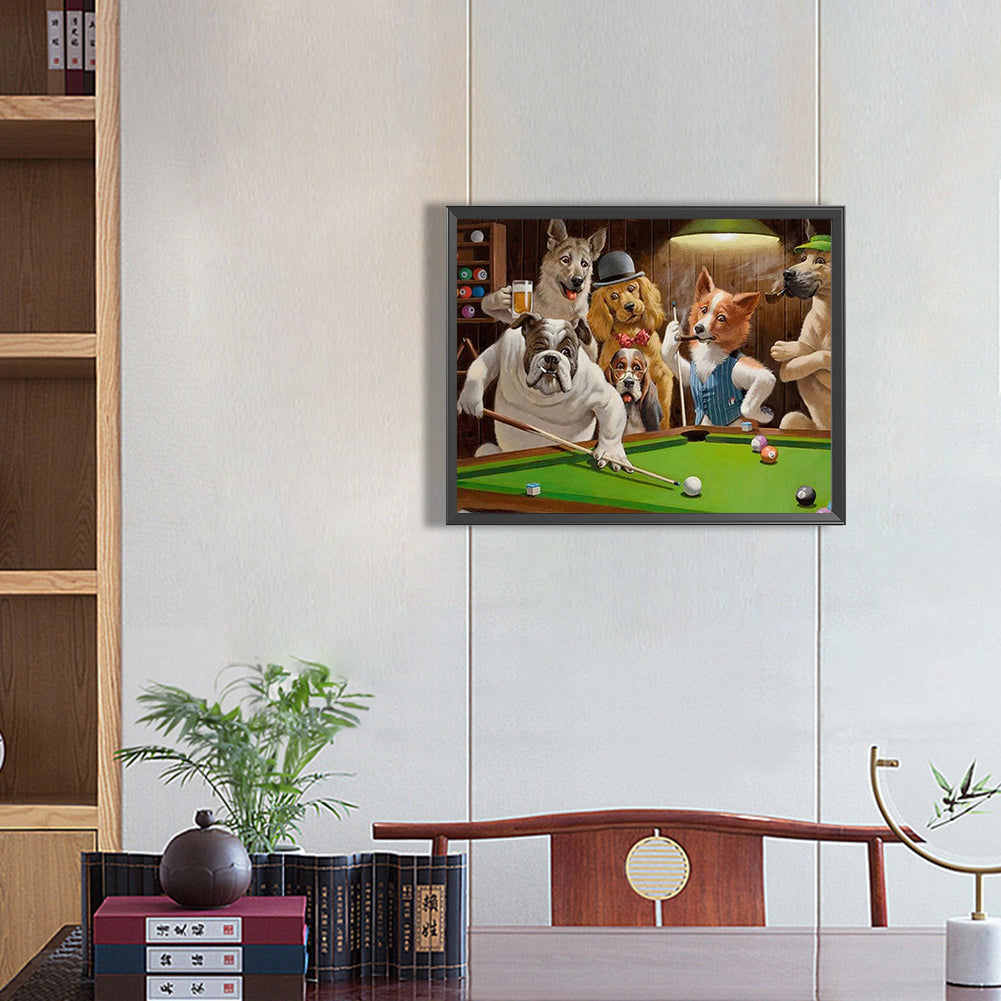 Dog Playing Poker - Full Round Drill Diamond Painting 50*40CM