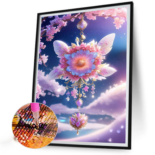 Romantic Flowers Purple Wind Chimes - Full Round Drill Diamond Painting 30*40CM