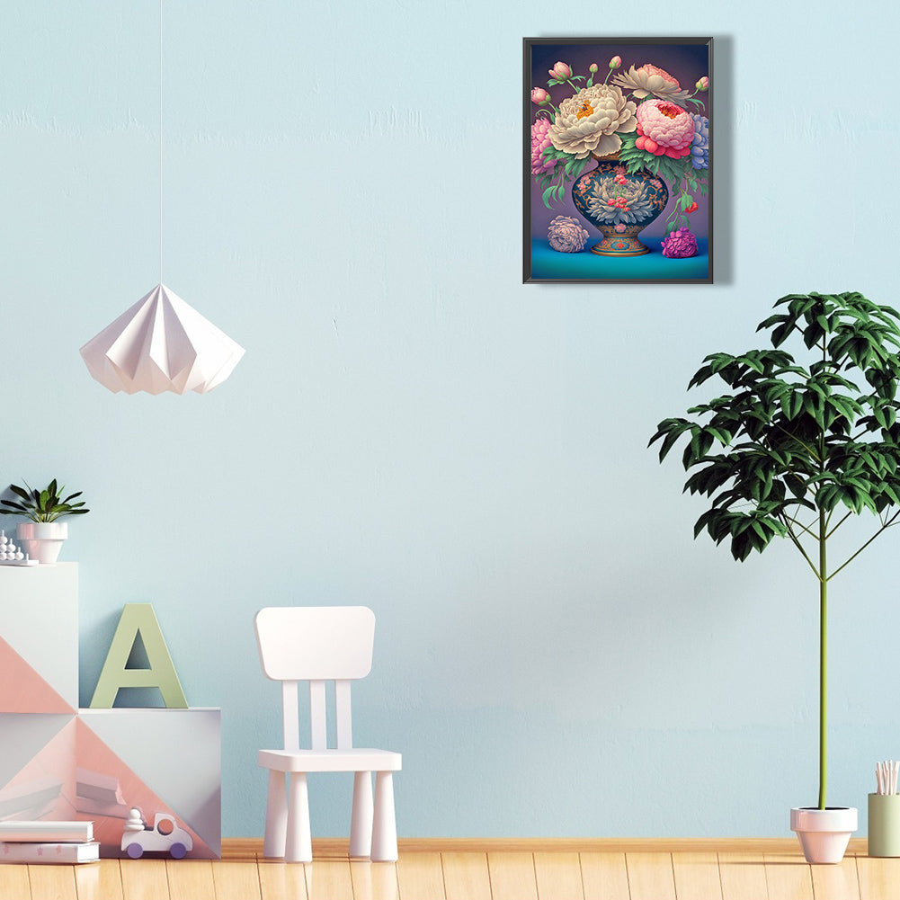 Gorgeous Vase Of Peonies - Full Round Drill Diamond Painting 30*40CM