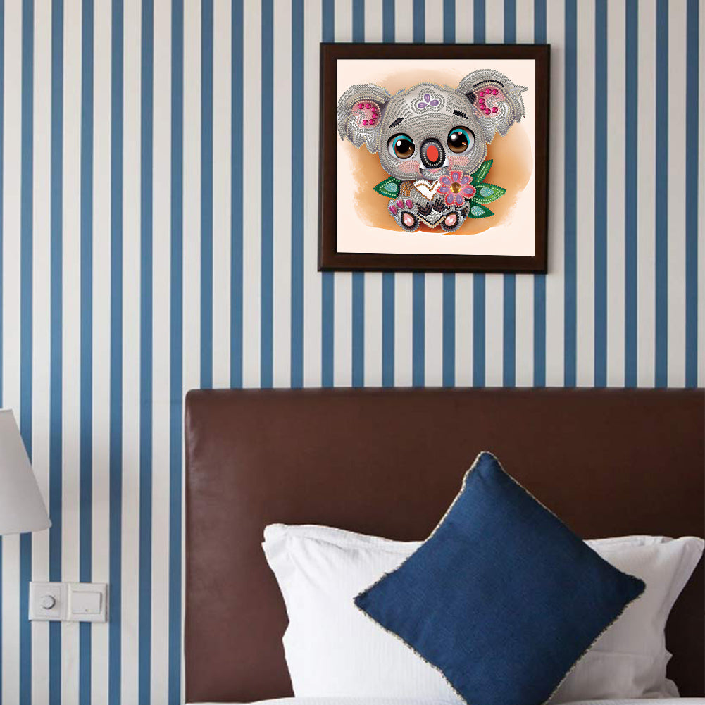 Cartoon Koala Holding Love - Special Shaped Drill Diamond Painting 30*30CM
