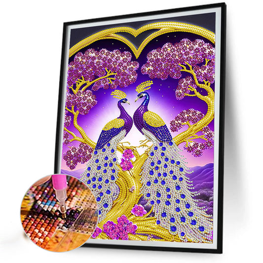Gorgeous Pairs Of Peacocks - Special Shaped Drill Diamond Painting 30*40CM