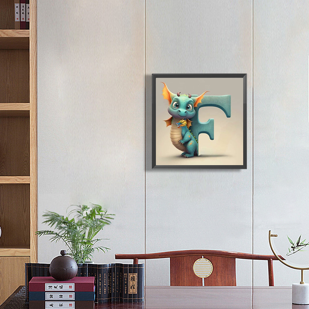 Alphabet Dinosaur F - Full Round Drill Diamond Painting 30*30CM