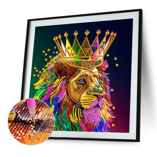Colorful Lion Head - Special Shaped Drill Diamond Painting 30*30CM