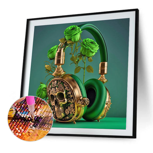 Unique Green Headphones - Full Round Drill Diamond Painting 30*30CM