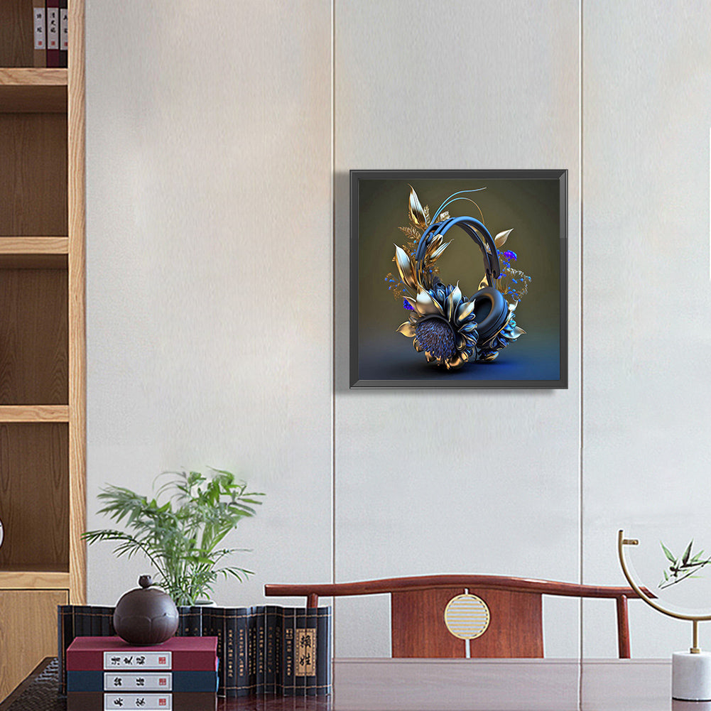 Unique Blue Headphones - Full Round Drill Diamond Painting 30*30CM