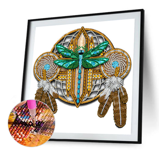Dragonfly Mandala Dream Catcher - Special Shaped Drill Diamond Painting 30*30CM