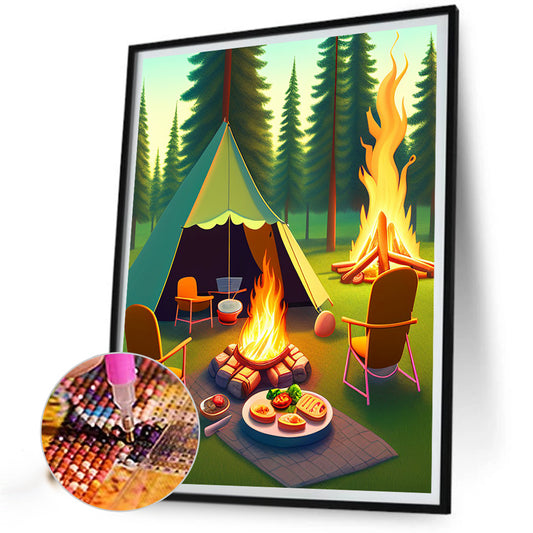 Camping - Full Round Drill Diamond Painting 30*40CM