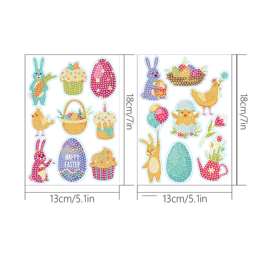2pcs Diamonds Painting Stickers Kit Easter Style DIY for Kids Adult Gift Rewards