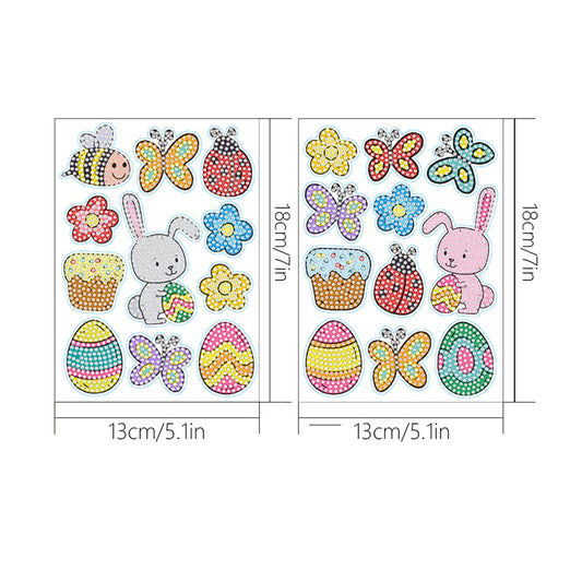 2pcs Diamonds Painting Stickers Kit Easter Style DIY for Kids Adult Gift Rewards
