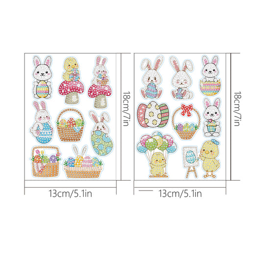 2pcs Diamonds Painting Stickers Kit Easter Style DIY for Kids Adult Gift Rewards